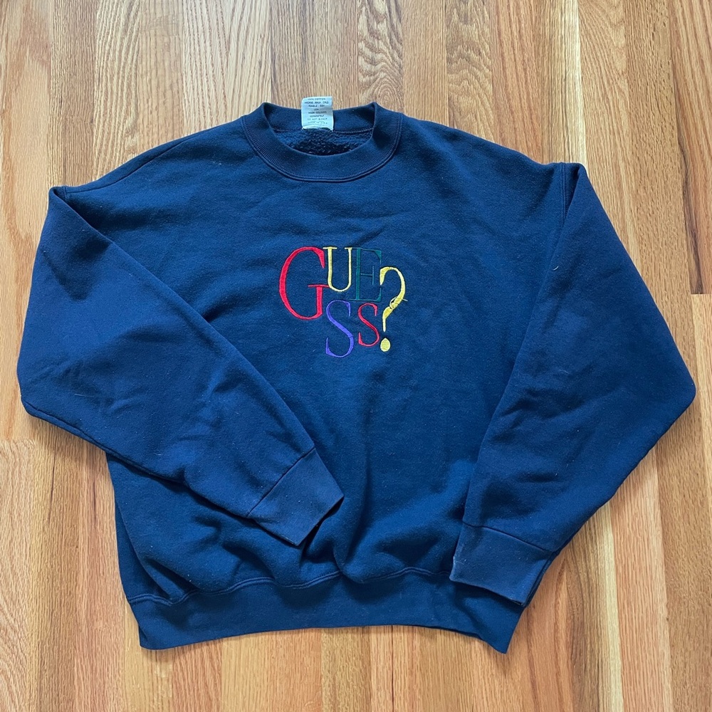GUESS Men's Multicolor Logo Crewneck Sweater